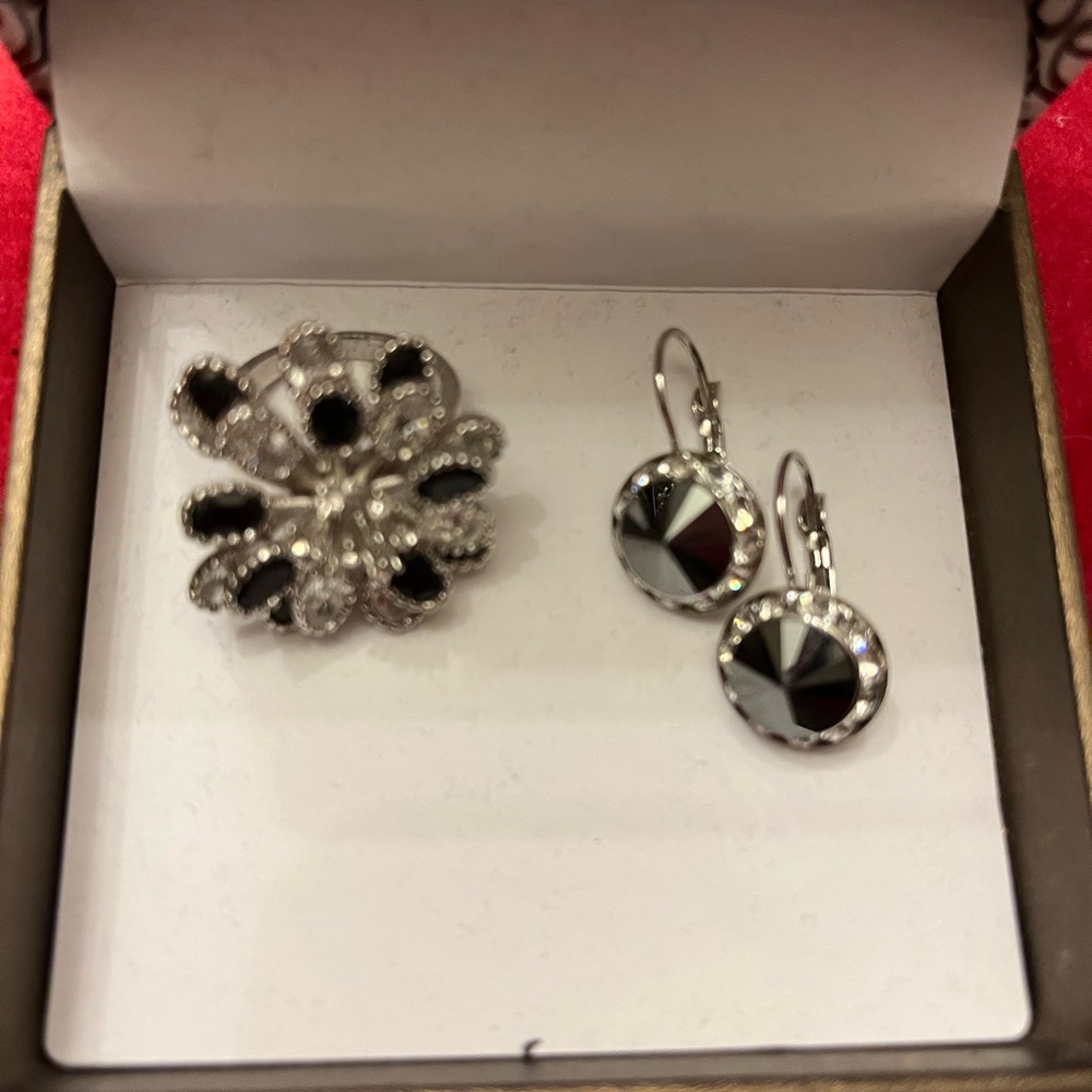 Earrings - Swarovski Crystal, Costume Statement Ring